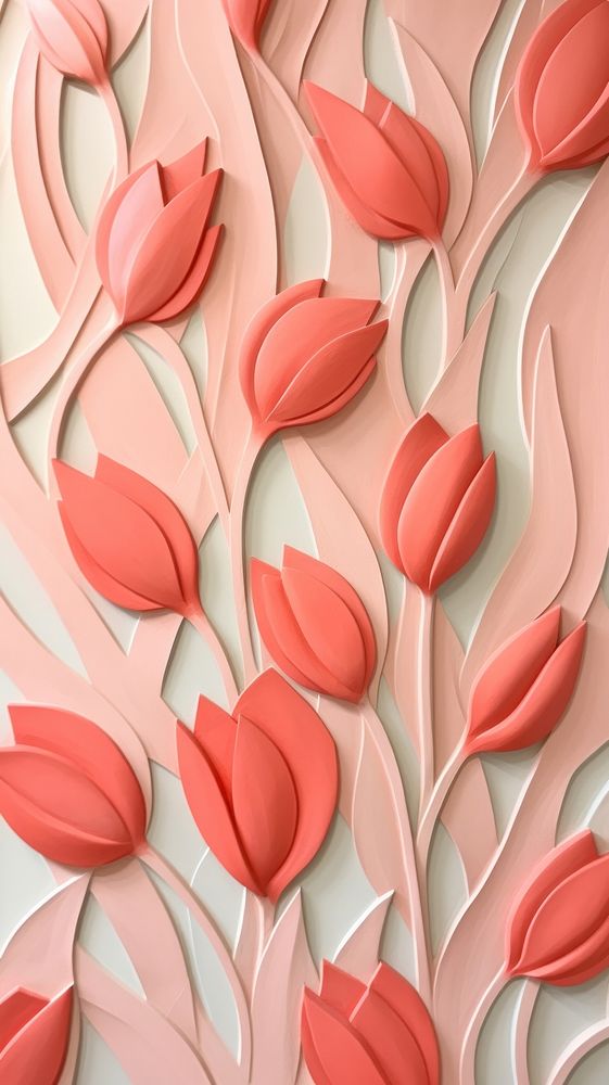 Tulip bas relief small pattern art wallpaper flower.