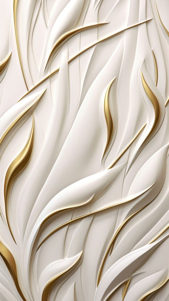 Vine bas relief small pattern oil paint white gold art.