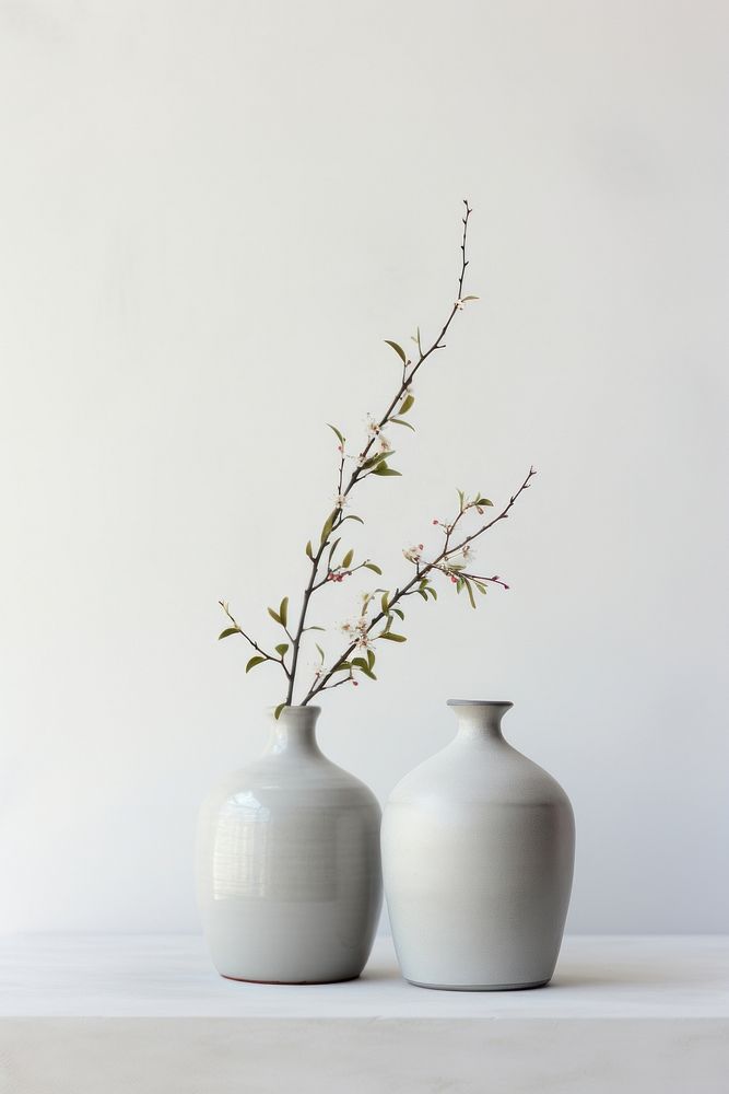 Pottery off-white flower vase pottery porcelain beverage.