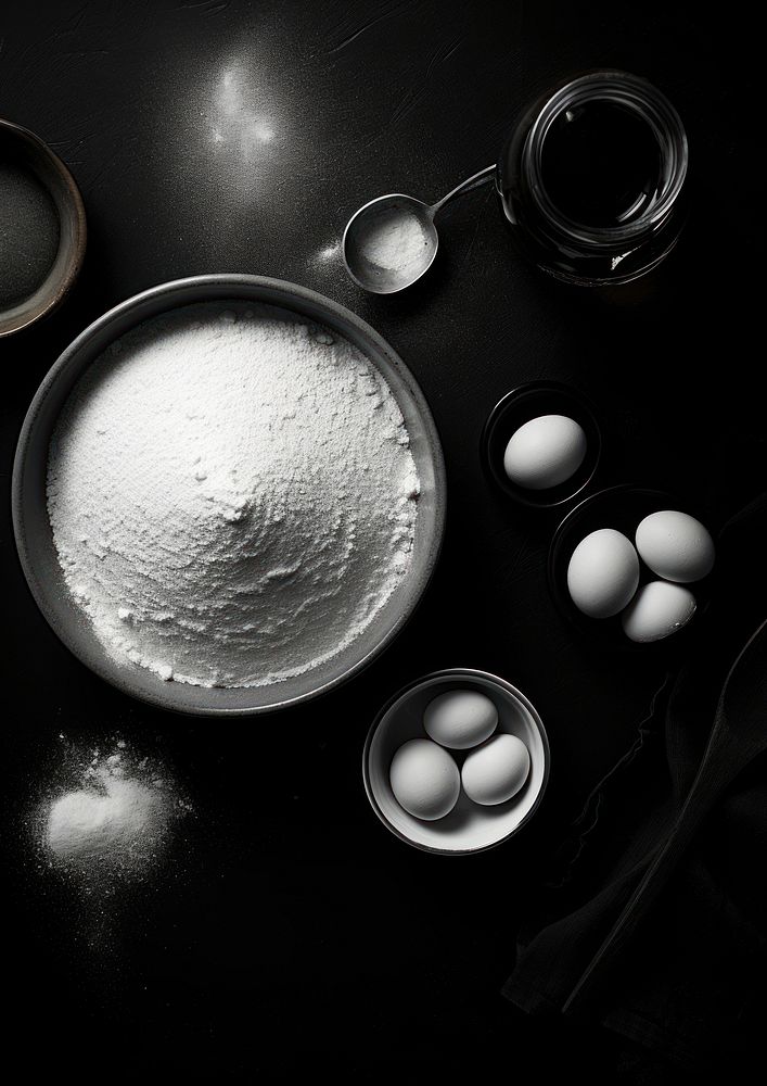 Aesthetic Photography of baking dessert powder black.