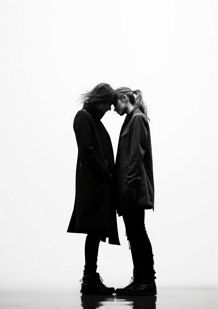 Aesthetic Photography of lesbian couple silhouette photography overcoat.