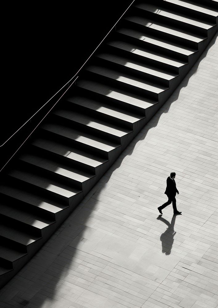 Aesthetic Photography of people walking silhouette architecture staircase.