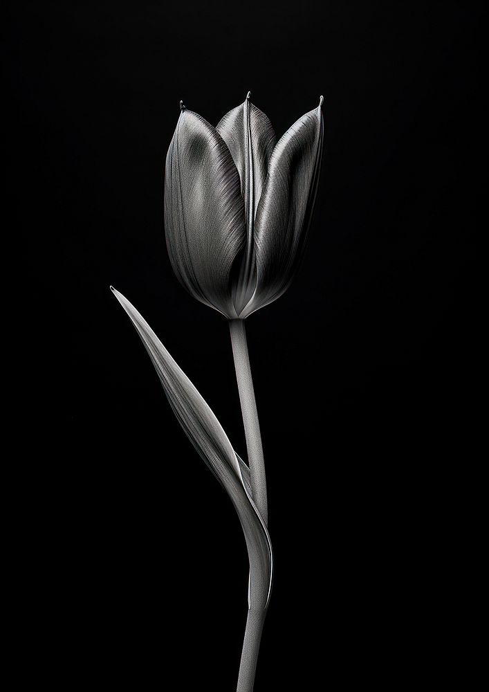 Aesthetic Photography of tulip flower plant black.