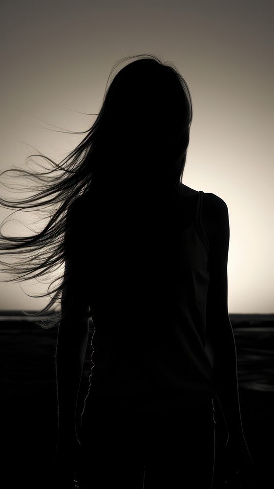 Photography girl silhouette backlighting monochrome motion.
