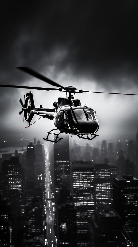 Photography helicopter city architecture monochrome.