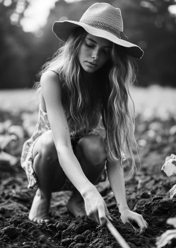 Aesthetic Photography woman gardening photography outdoors portrait.