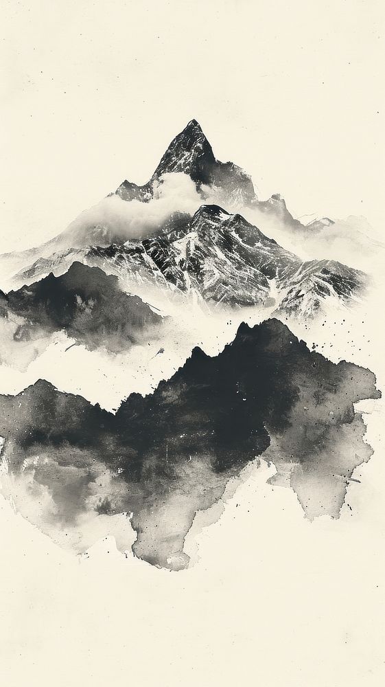 Mountain painting nature paper.
