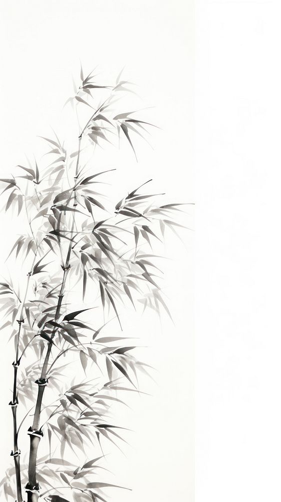 Plant bamboo drawing branch.
