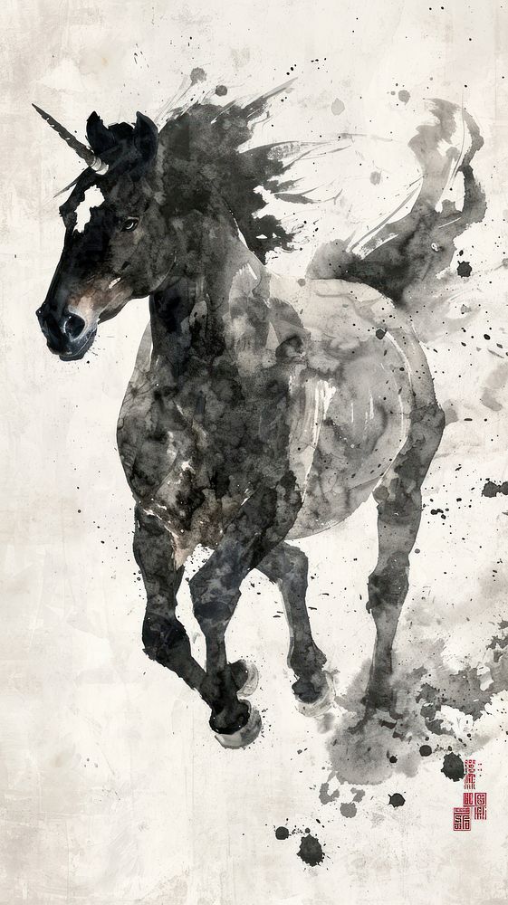 Painting stallion mammal animal.