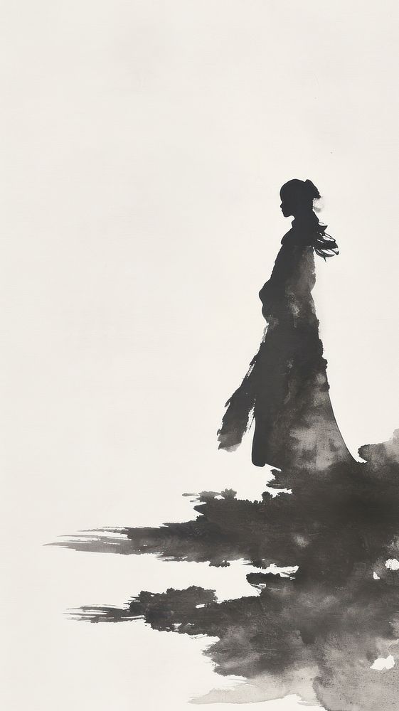 Painting silhouette drawing sketch.