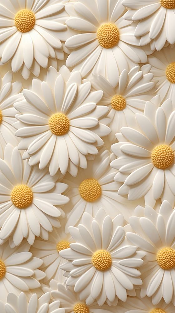 Daisy bas reliefsmall pattern oil paint wallpaper flower petal.