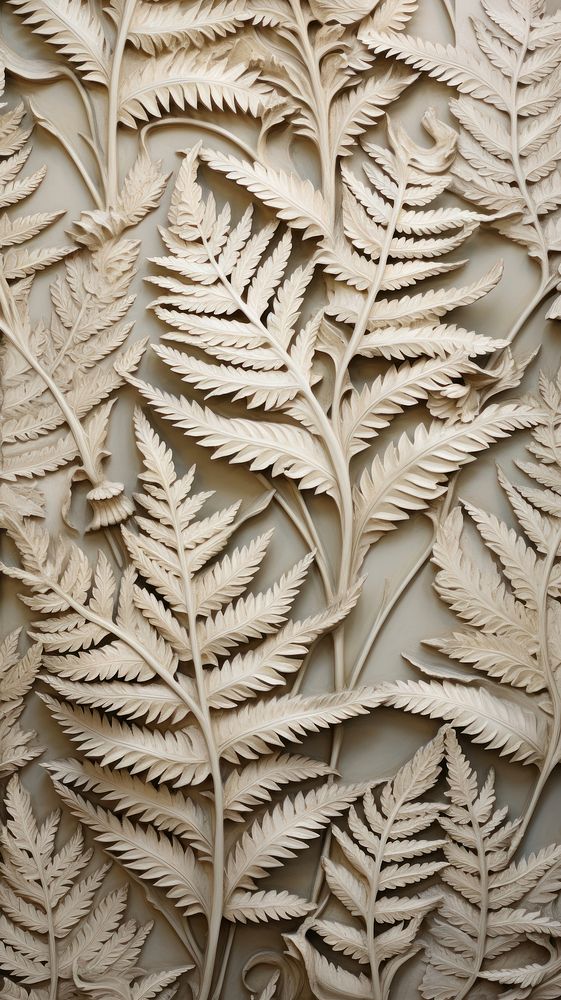 Fern bas relief small pattern art nature plant.
