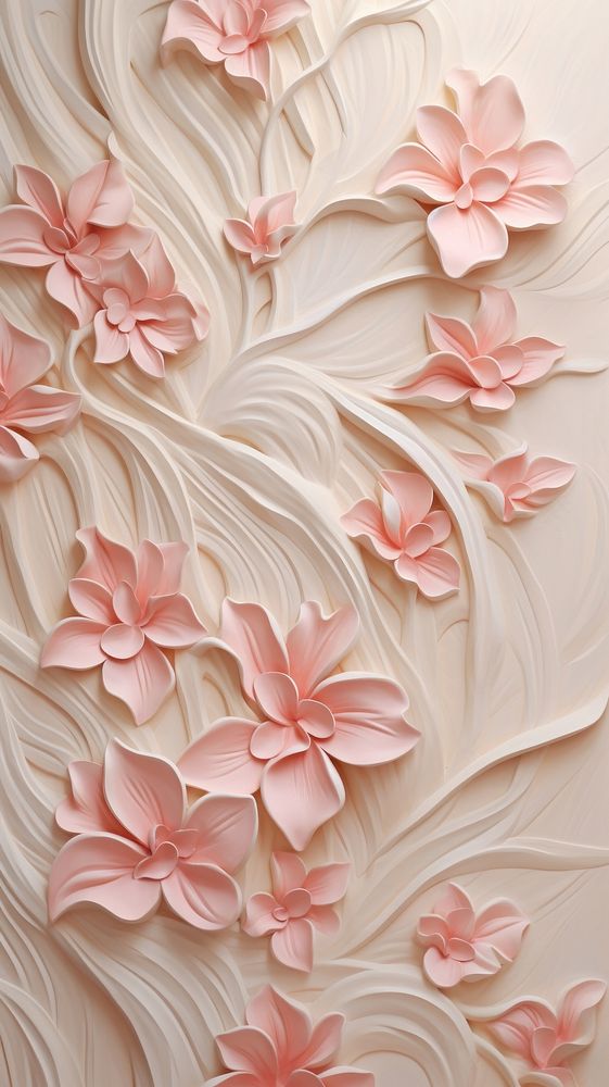 Holly bas relief small pattern oil paint art wallpaper flower.