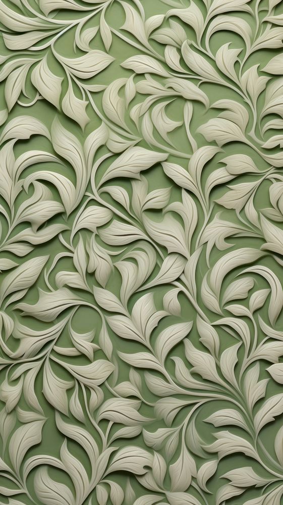 Holly bas relief small pattern oil paint art wallpaper plant.