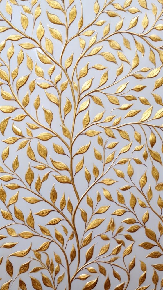 Ivy bas relief small pattern oil paint gold art wallpaper.