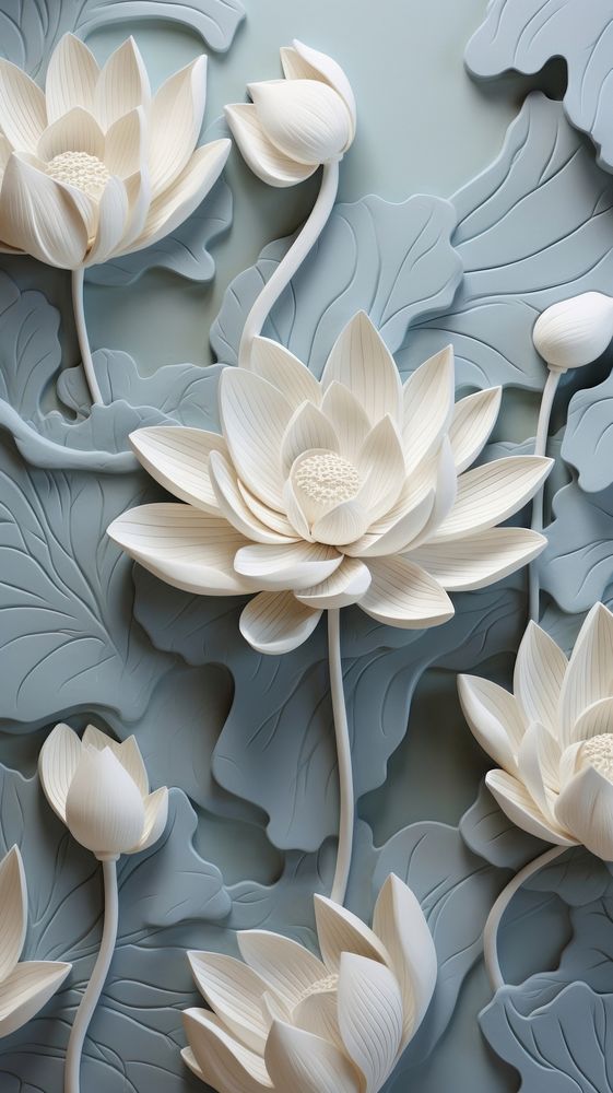 Lotus bas relief small pattern art flower petal.