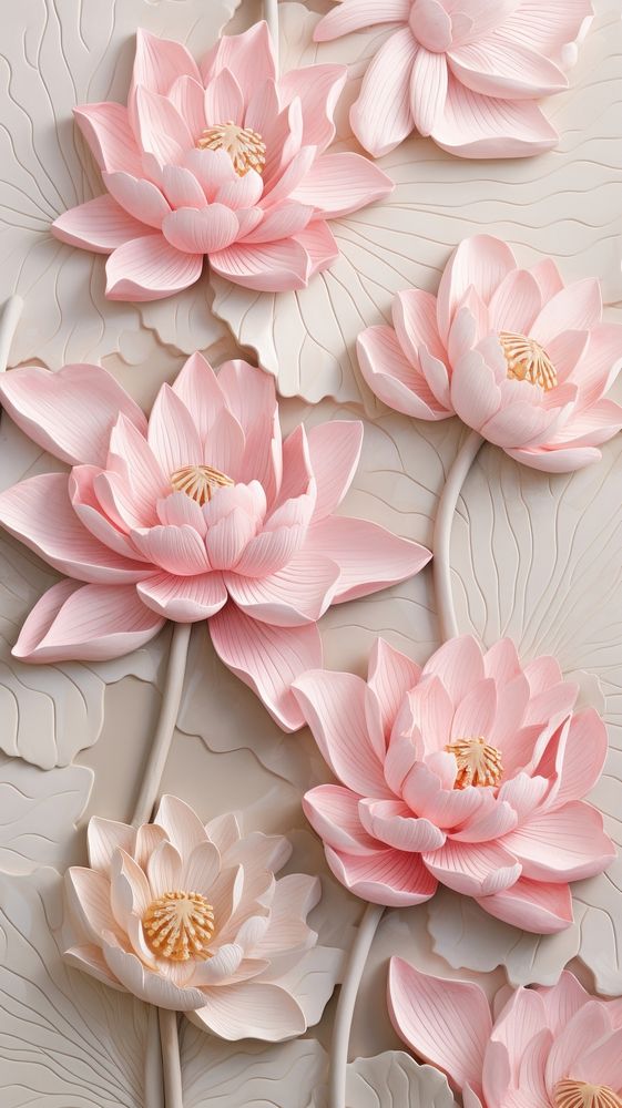 Lotus bas relief small pattern flower petal plant.
