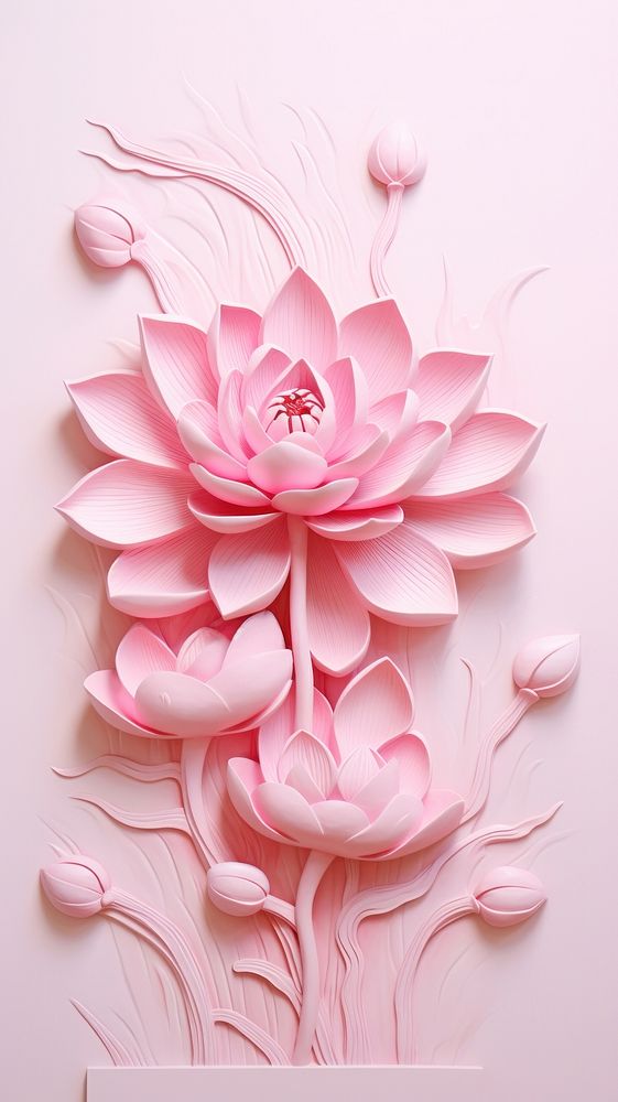 Lotus bas relief small pattern art flower petal.