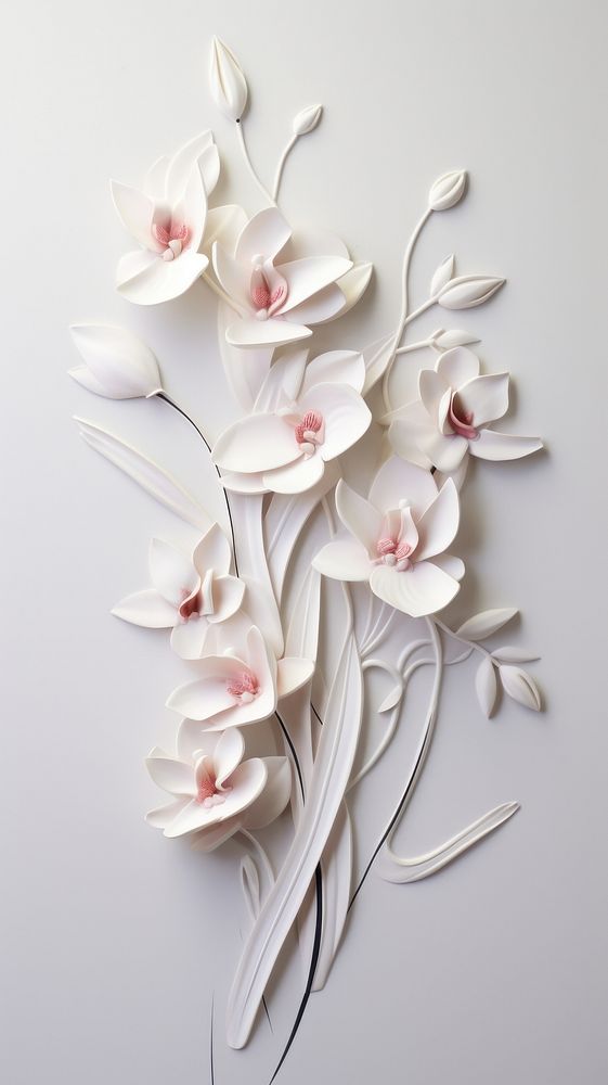 Orchid bas relief small pattern art flower plant.