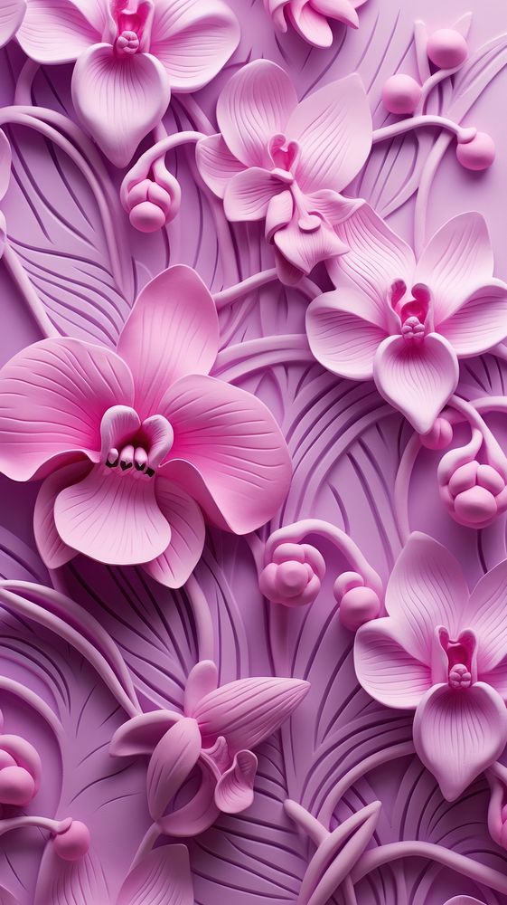 Orchid bas relief small pattern purple flower petal.