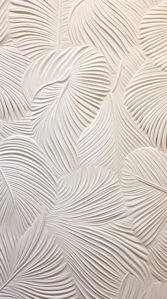 Palm leaves relief small pattern white art backgrounds.