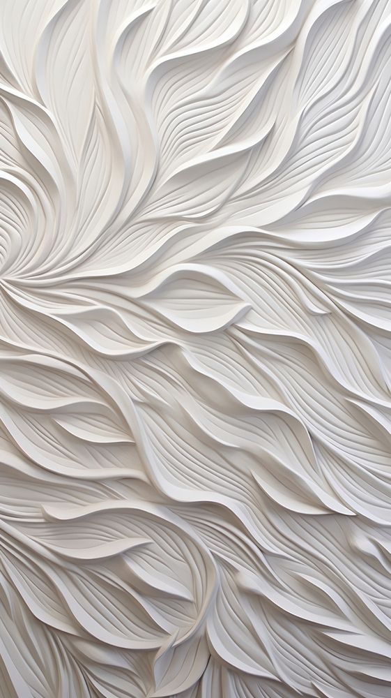 Petal bas relief small pattern oil paint white paper wall.