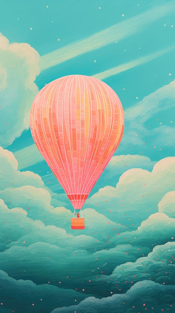 A hot air balloon against a pastel galaxy background backgrounds aircraft vehicle. AI generated Image by rawpixel.