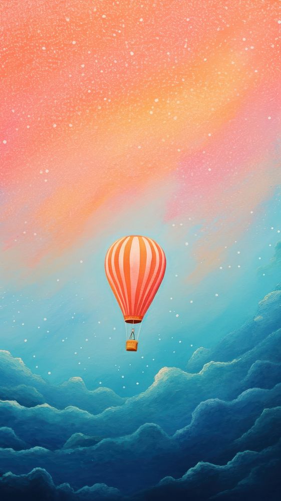 A hot air balloon against a pastel galaxy background backgrounds aircraft outdoors. AI generated Image by rawpixel.