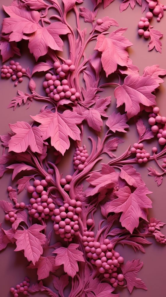 Vine bas relief pattern art purple plant.
