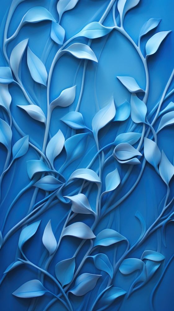 Vine bas relief pattern blue art backgrounds.