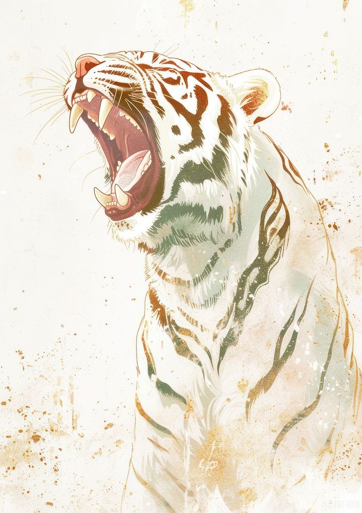 White tiger roar wildlife animal mammal.