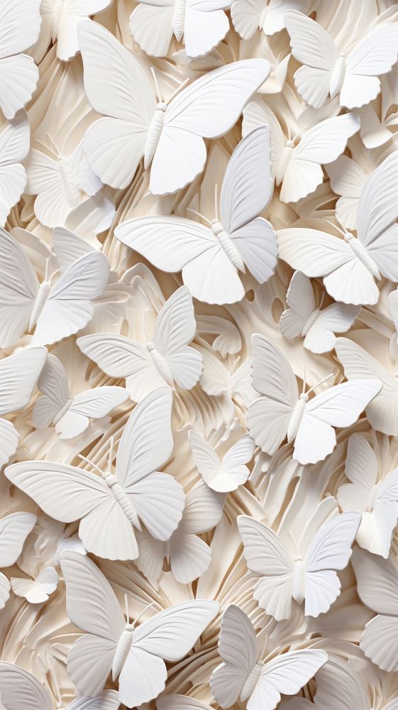 White butterfly bas relief pattern animal petal paper.