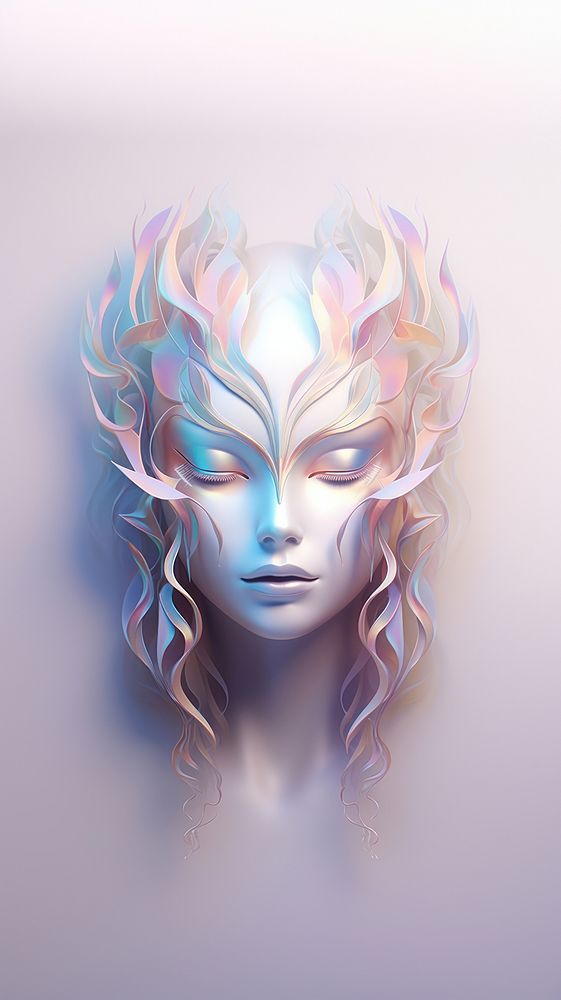 White mask portrait art representation.