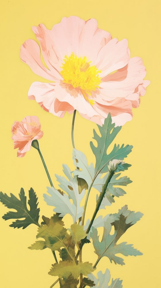  Yellow flower painting plant petal. AI generated Image by rawpixel.