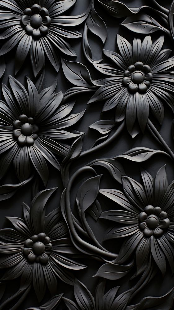  Black flower pattern backgrounds creativity. AI generated Image by rawpixel.