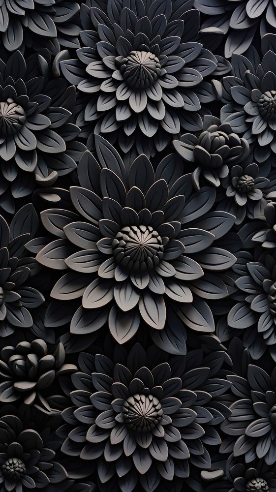 Black flower pattern art arrangement. AI generated Image by rawpixel.