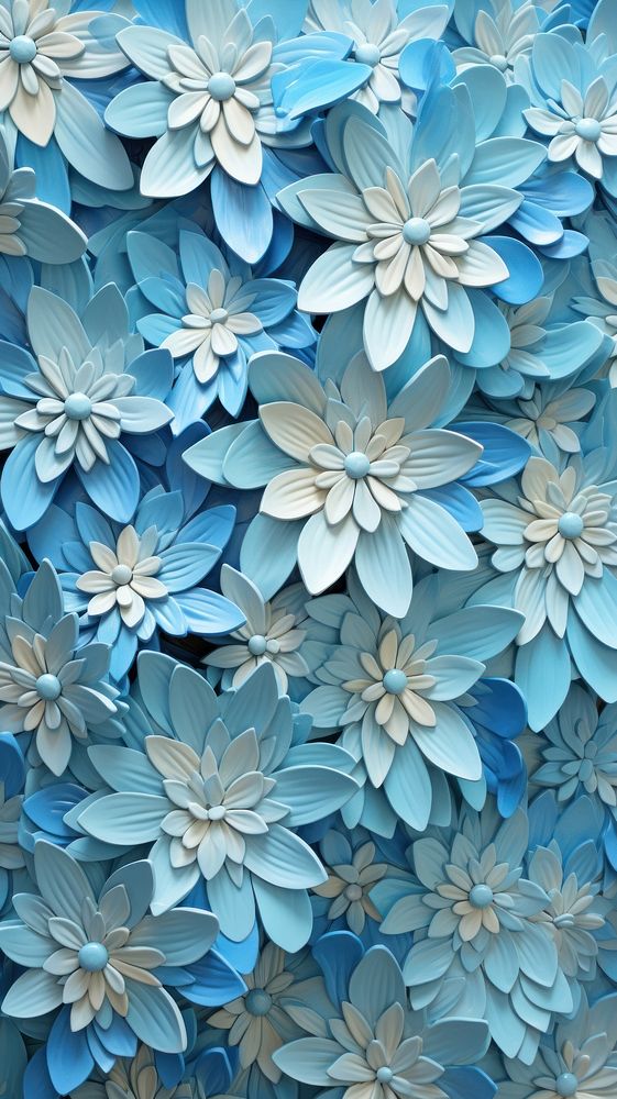  Blue giltter flower pattern nature petal. AI generated Image by rawpixel.