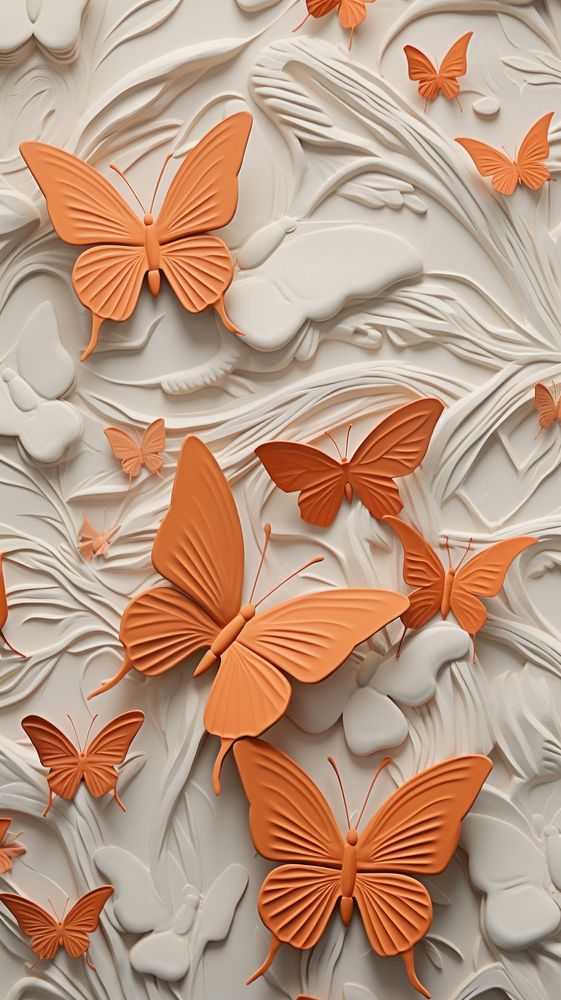 Butterfly bas relief pattern art wallpaper insect.