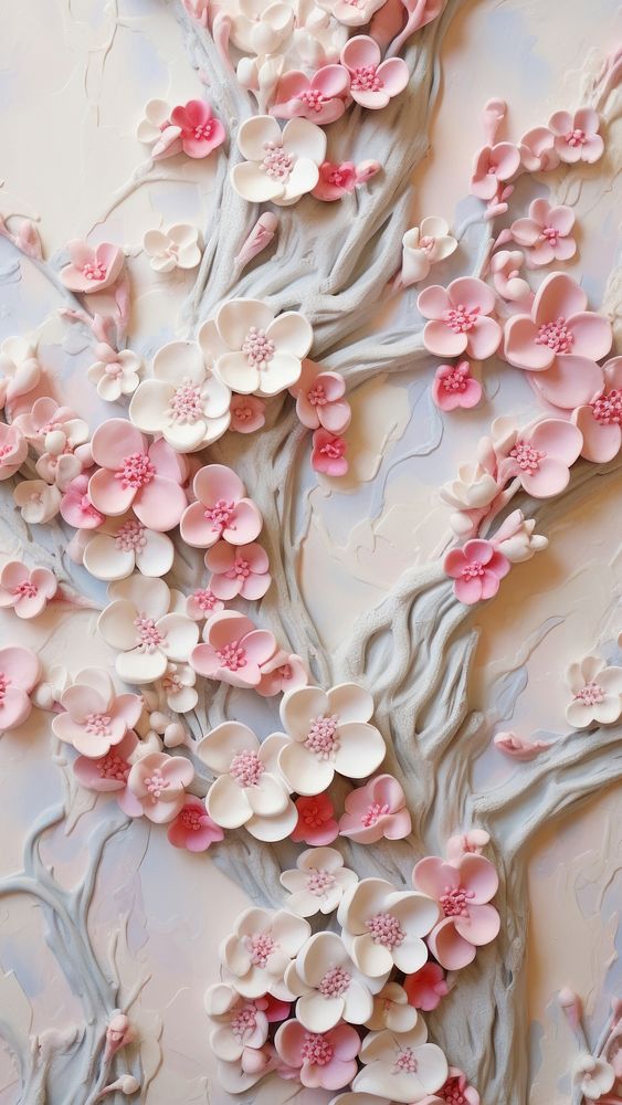 Cherry blossom bas relief pattern art flower petal.
