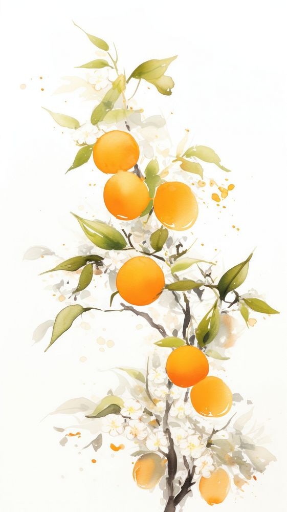Oranges chinese brush grapefruit painting plant.