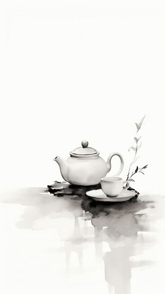 Teapot cup table white.