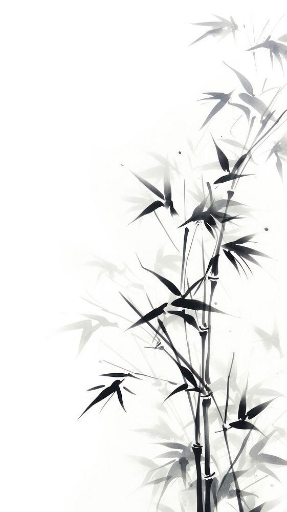 Bamboo chinese brush backgrounds plant abstract.