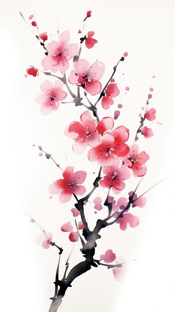 Cherry blossom chinese brush flower plant inflorescence.