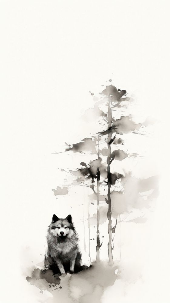 Dog with tree chinese brush raccoon animal mammal.