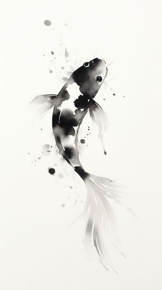 Koi fish chinese brush animal creativity underwater.