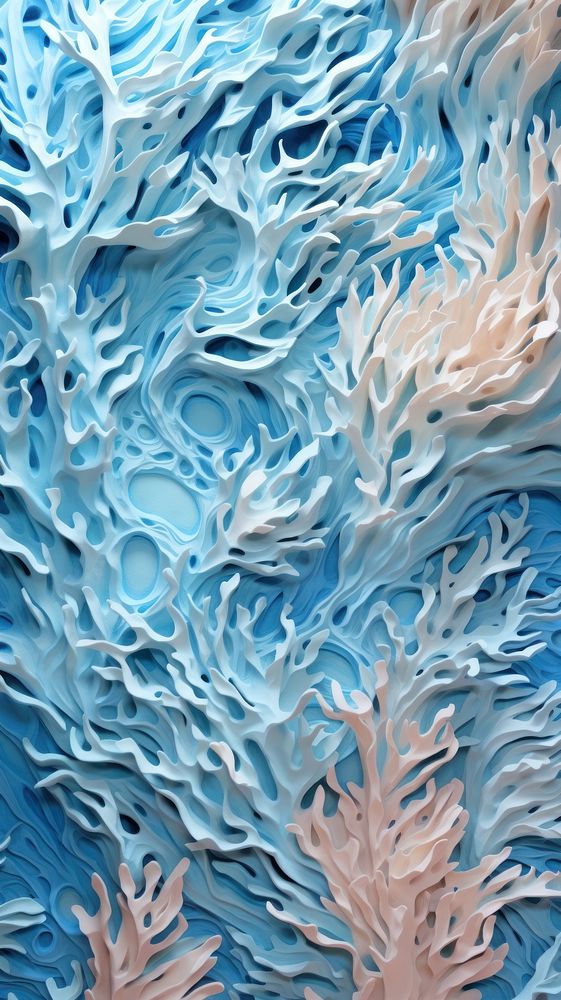 Coral reef bas relief pattern outdoors nature blue.