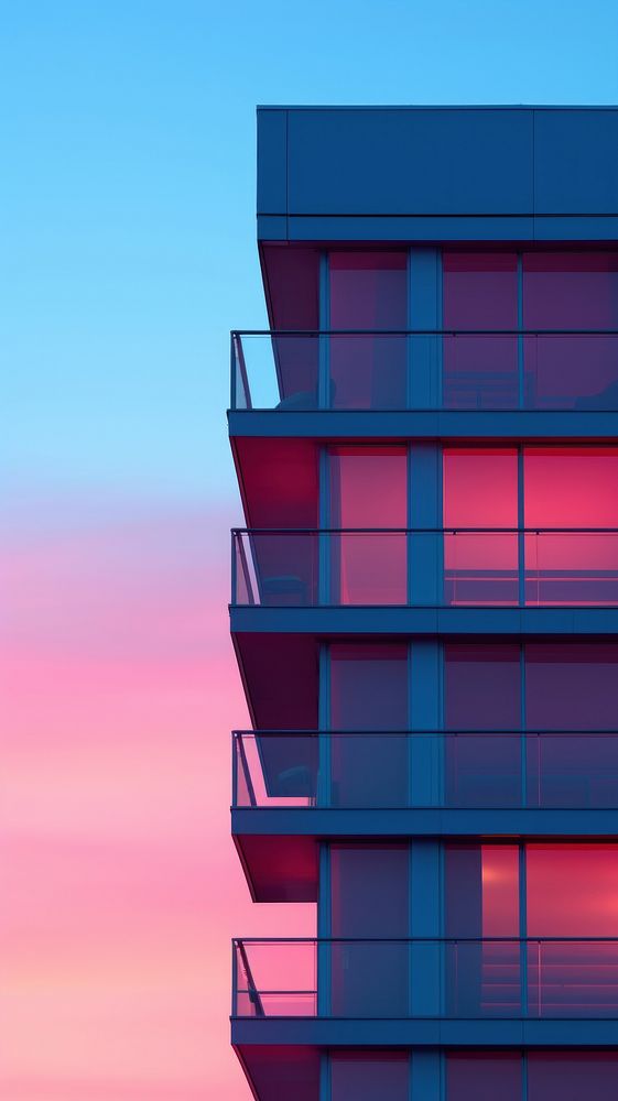 Bold color minimal skyscraper architecture building outdoors.