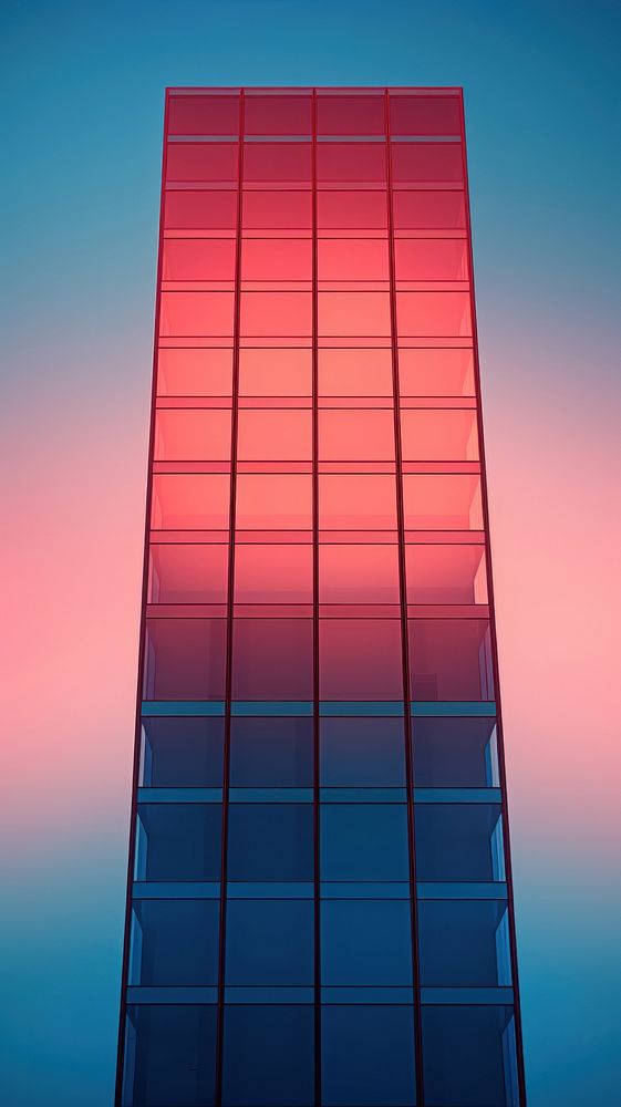 Bold color minimal skyscraper architecture building city.