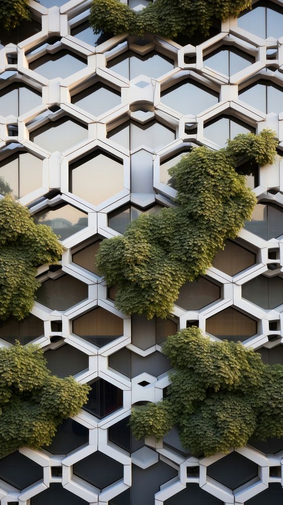 Architecture building hexagon pattern.