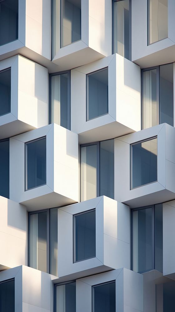 Isometric cubes window facade architecture building wall.